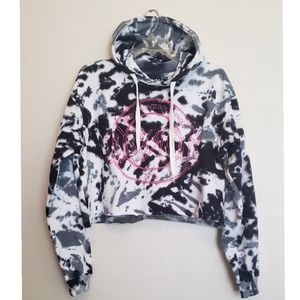 NWT AC/DC Tie-Dye Crop Graphic Band Sweatshirt